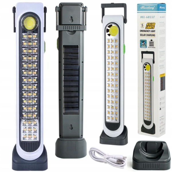 Светодиодный аккумуляторный фонарь HEL-6855T с солнечной панелью ∙ Портативный LED-фонарь HEL-6855T для дома и улицы