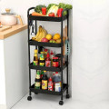 Органайзер стеллаж для дома на 4 яруса с крючками • Этажерка для кухонной утвари на колесиках SKLM-11