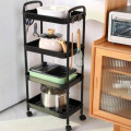 Органайзер стеллаж для дома на 4 яруса с крючками • Этажерка для кухонной утвари на колесиках SKLM-11
