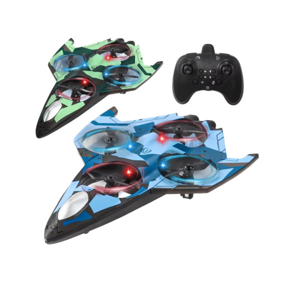 RC самолет-квадрокоптер Sky Overlord YX110 с LED-подсветкой и трюками 360° ∙ Дрон-истребитель Sky Overlord