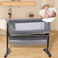 Детская кроватка приставная 0219/МК 3в1 с пеленальным столиком Light Grey ∙ Многофункциональная и удобная кроватка 0219/МК 3в1 для новорождённых