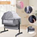 Детская кроватка приставная 0219/МК 3в1 с пеленальным столиком Light Grey ∙ Многофункциональная и удобная кроватка 0219/МК 3в1 для новорождённых