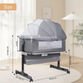 Детская кроватка приставная 0219/МК 3в1 с пеленальным столиком Light Grey ∙ Многофункциональная и удобная кроватка 0219/МК 3в1 для новорождённых