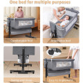 Детская кроватка приставная 0219/МК 3в1 с пеленальным столиком Light Grey ∙ Многофункциональная и удобная кроватка 0219/МК 3в1 для новорождённых