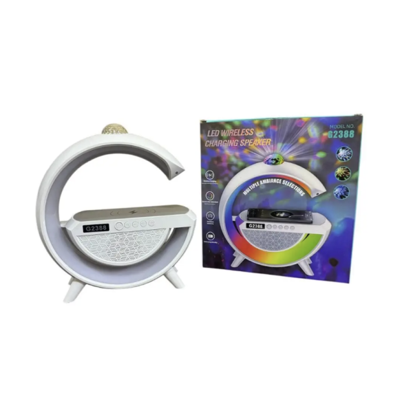 Настольная смарт лампа-ночник 3 в 1 RGB G2388 с беспроводной зарядкой ∙ Многофункциональный ночник Bluetooth колонка RGB 2388