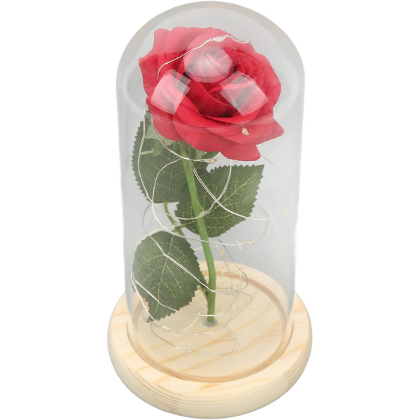 Роза в колбе в подарочной упаковке красная N2 ∙ Настольная роза в колбе с LED-подсветкой N2