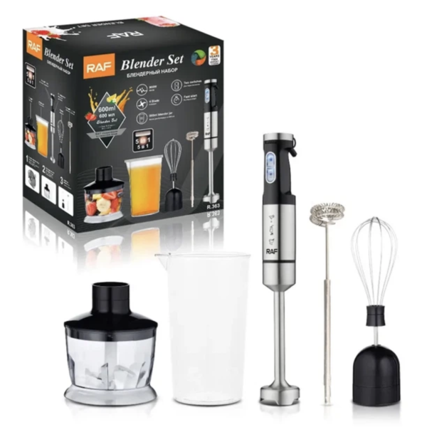 Блендер 5 в 1 из нержавеющей стали RAF R.363 для дома ∙ Универсальный блендер 5в1 RAF R.363 900W