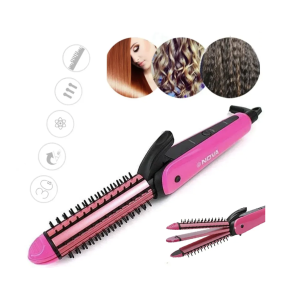 Многофункциональный утюжок для волос Nova 3 в 1 Hair Care Stylers ∙ Стайлер Nova NHC-8890 для выпрямления гофре и локонов