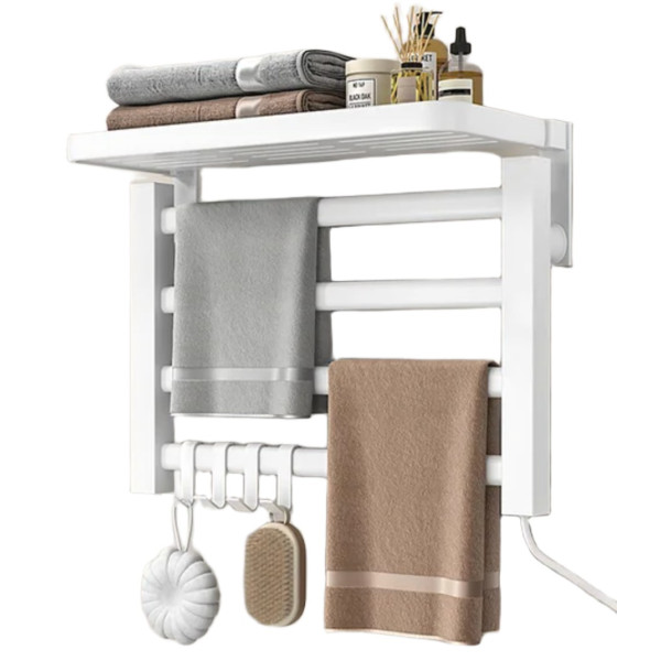 Полотенцесушитель с полкой настенный GN-7402-W для ванной комнаты ∙ Электрический полотенцесушитель GN-7402-W