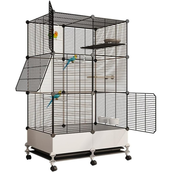 Клетка для птиц KP-84 металлическая передвижная для попугаев и канареек ∙ Просторная металлическая передвижная клетка KP-84 для птиц