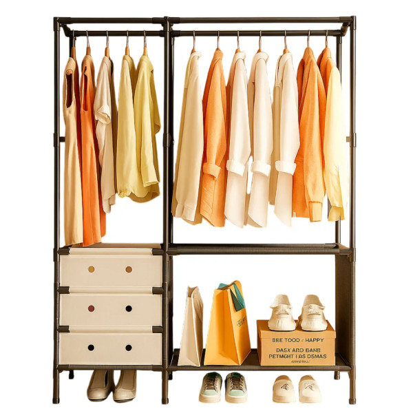 Напольная вешалка-стойка для одежды YMJ-02 ∙ Напольная стойка YMJ-02 с полками и вешалкой для одежды