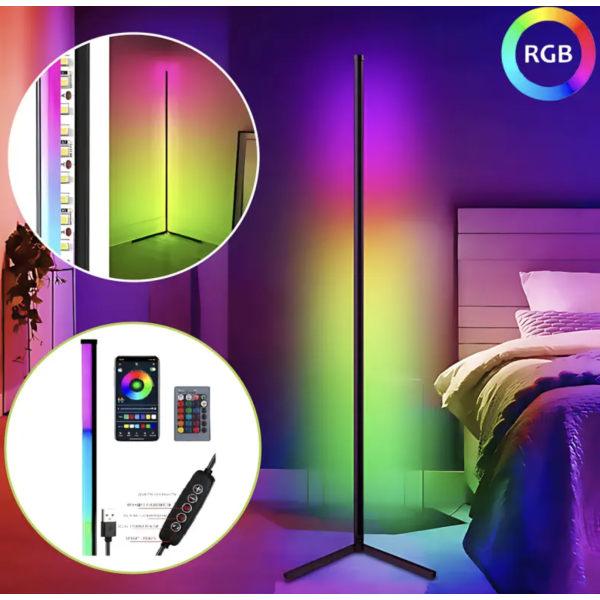 Напольная лампа 360° RGB 103 см с пультом управления и USB зарядкой ∙ Торшер EMG 10W для гостиной или рабочего кабинета