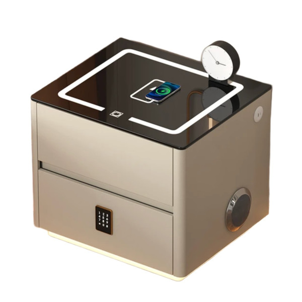 Смарт-прикроватная LED-тумба с беспроводной зарядкой, кодовым замком и Bluetooth ∙ Тумбочка QYJXF02 для дома