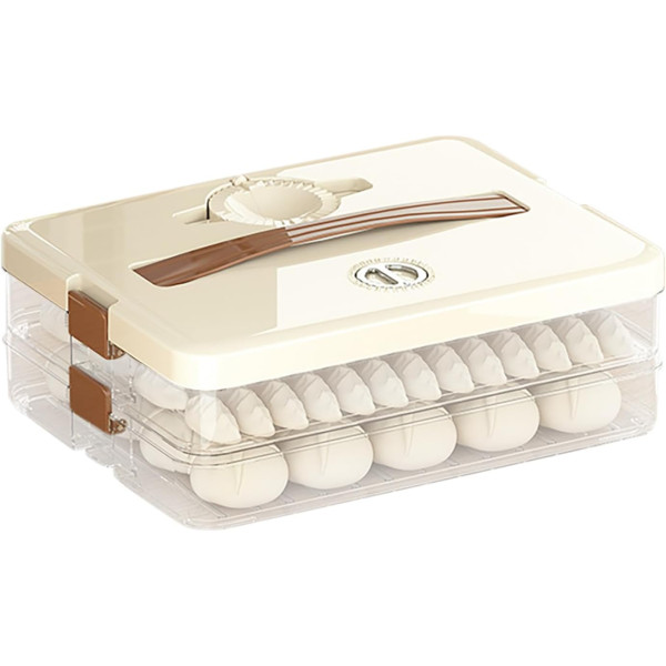 Контейнер двухуровневый для заморозки пельменей и вареников 30,5×22,5×7,5 см ∙ Пластиковый контейнер 30,5×22,5×7,5 см для хранения и заморозки