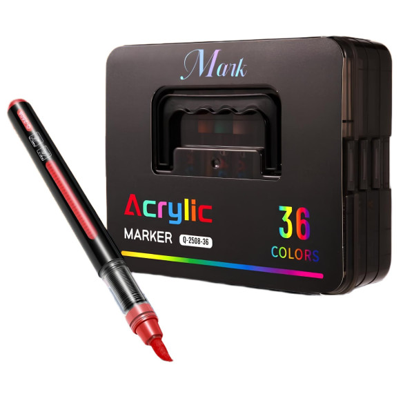 Набор акрилово-акварельных маркеров Acrylic MAP-13 для художников ∙ Набор маркеров в черном боксе Acrylic MAP-13