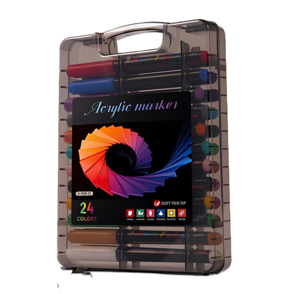 Набор акрилово-акварельных маркеров Acrylic MAP-12 ∙ Набор маркеров MAP-12 в черном боксе