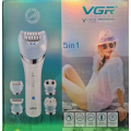 Эпилятор женский аккумуляторный 5 в 1 VGR V-703 для удаления волос бритва и триммер с насадками для тела и лица ∙ Электрический эпилятор беспроводной для женщин