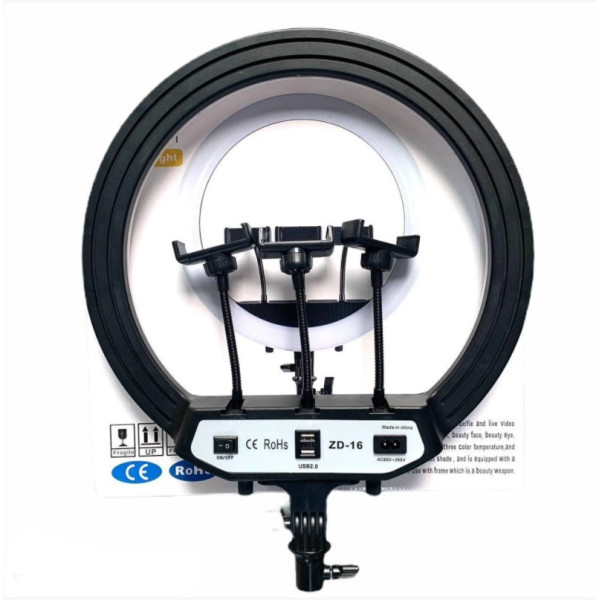 Светодиодная кольцевая LED лампа ZD-16 (40 см) | Кольцевой свет для видео и фото | Лампа для селфи без штатива
