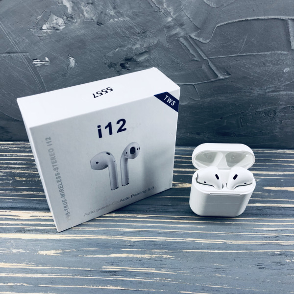 Беспроводные Bluetooth наушники Mdr Double i12 BT Sensor с кейсом CG08 PR4