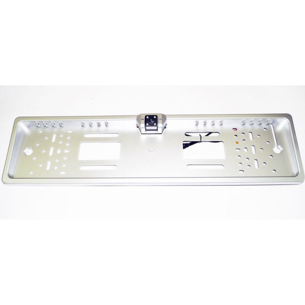 Камера заднего вида в авто номерной рамке с 4 LED подсветкой Silver PR4