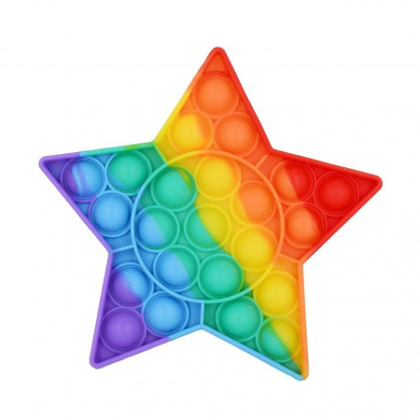 Антистресс игрушка POP IT сенсорная силиконовая бесконечная пупырка Поп Ит Push Up Bubble Popit Fidget Радужная Звезда NEW