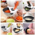 Овощерезка - мультислайсер с корзиной 9 в 1 WET BASKET VEGETABLE CUTTER Многофункциональная ручная терка-шинковка с емкостью