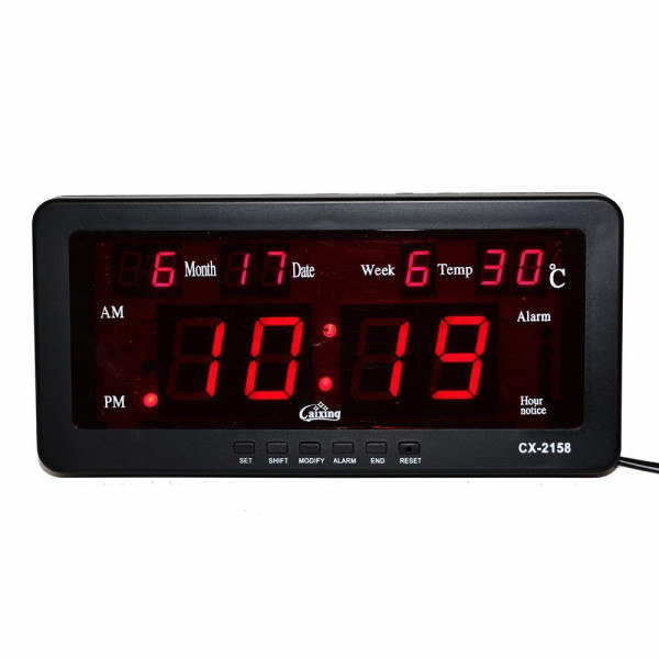 Часы настольные большие электронные с термометром и календарем CX-2158-2, размер 21,5х10х3 CG10 PR3