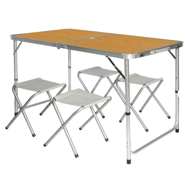 Раскладной стол - чемодан с 4 стульями Folding Table для пикника, рыбалки, дачи, 120х60 см