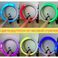 Светодиодная кольцевая лампа для селфи 45 см / Светодиодная лампа RGB с пультом + сумка (MJ18)