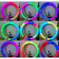 Светодиодная кольцевая лампа для селфи 45 см / Светодиодная лампа RGB с пультом + сумка (MJ18)