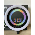 Светодиодная кольцевая лампа для селфи 45 см / Светодиодная лампа RGB с пультом + сумка (MJ18)