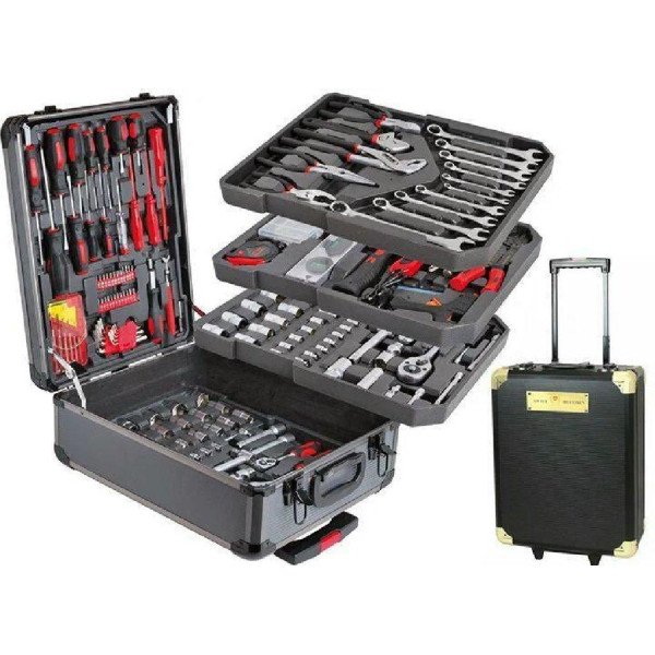 Универсальный автомобильный набор инструментов Kraft Royal 408 предметов в чемодане | Кейс с инструментами