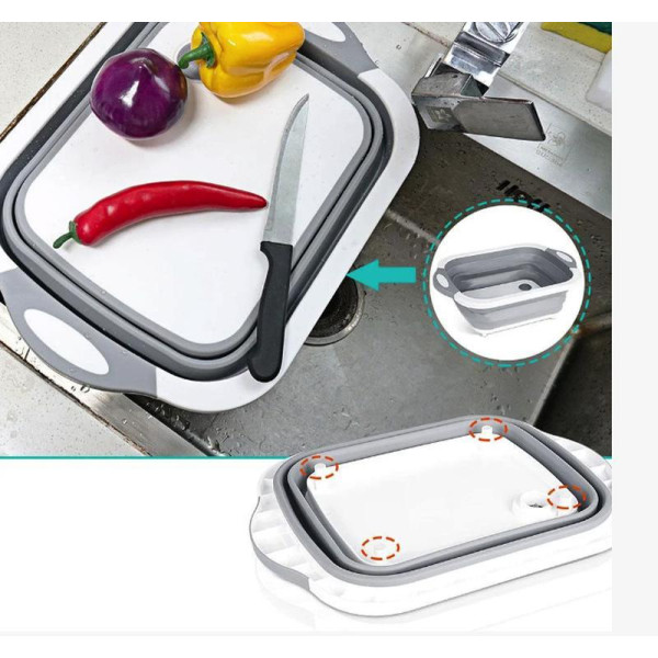 Хозяйственная корзина - доска разделочная 2 в 1 Складная миска - трансформер для кухни