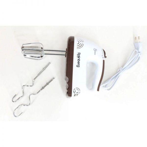 Ручной миксер Rainberg RB-1004 на 5 скоростей 300W 2 насадки для теста, взбивания