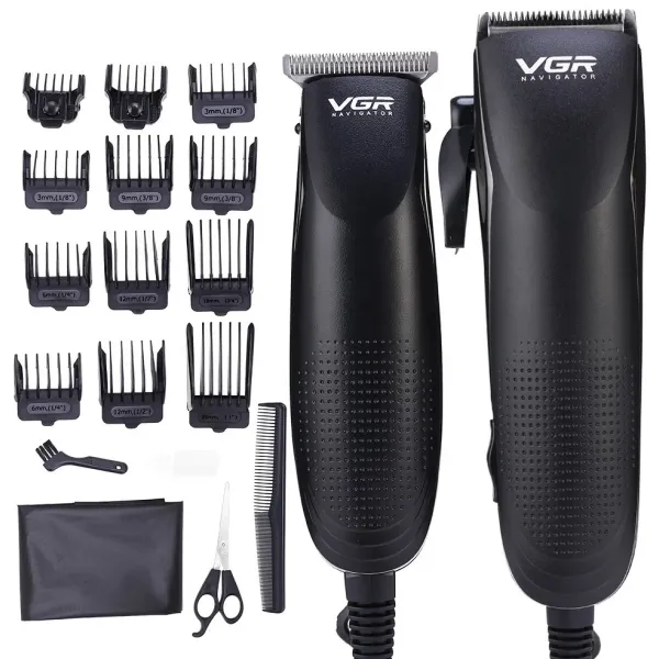 Профессиональный набор для стрижки 2 в 1 Машинка для стрижки волос с насадками + Триммер для коррекции VGR V-023