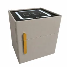Приліжкова тумбочка VEN-1734-TUMB 42×42×50 см із сейфом і бездротовою зарядкою • Тумба з електронним сейфом VEN-1734-TUMB, LED-підсвіткою та USB для спальні