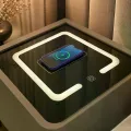 Прикроватная тумбочка VEN-1734-TUMB 42×42×50 см с сейфом и беспроводной зарядкой • Тумба с электронным сейфом VEN-1734-TUMB, LED-подсветкой и USB для спальни