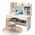 Письменный стол с полками QW-G257CΩ белый • Компьютерный стол для учебы, работы и домашнего офиса 100×121×48 см