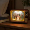 Ретро-телевизор XMAS WDL-24034B с музыкой и снежным вихрем • новогодняя настольная фигурка-ночник с 7 мелодиями, LED-подсветкой и питанием от USB или 3 батареек AA