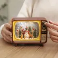 Ретро-телевизор XMAS WDL-24034B с музыкой и снежным вихрем • новогодняя настольная фигурка-ночник с 7 мелодиями, LED-подсветкой и питанием от USB или 3 батареек AA