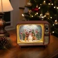 Ретро-телевизор XMAS WDL-24034B с музыкой и снежным вихрем • новогодняя настольная фигурка-ночник с 7 мелодиями, LED-подсветкой и питанием от USB или 3 батареек AA