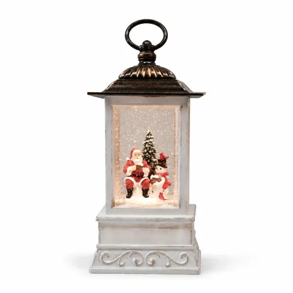 Рождественский LED-фонарь XMAS WDL-24004A с Сантой и снеговиком • Сезонный настольный ночник с елкой и эффектом снежной метели, декор для дома, офиса и витрины