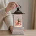 Рождественский LED-фонарь XMAS WDL-24004A с Сантой и снеговиком • Сезонный настольный ночник с елкой и эффектом снежной метели, декор для дома, офиса и витрины