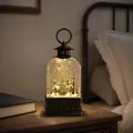 Різдвяний світильник-ліхтар XMAS WDL-23013E • новорічний нічник з LED-підсвічуванням, зимовим будиночком і ялинками для полиці, підвіконня та вітрини