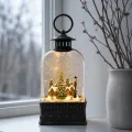 Різдвяний світильник-ліхтар XMAS WDL-23013E • новорічний нічник з LED-підсвічуванням, зимовим будиночком і ялинками для полиці, підвіконня та вітрини