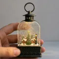 Різдвяний світильник-ліхтар XMAS WDL-23013E • новорічний нічник з LED-підсвічуванням, зимовим будиночком і ялинками для полиці, підвіконня та вітрини