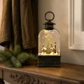 Різдвяний світильник-ліхтар XMAS WDL-23013E • новорічний нічник з LED-підсвічуванням, зимовим будиночком і ялинками для полиці, підвіконня та вітрини