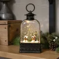 Різдвяний світильник-ліхтар XMAS WDL-23013E • новорічний нічник з LED-підсвічуванням, зимовим будиночком і ялинками для полиці, підвіконня та вітрини