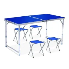 Раскладной стол - чемодан с 4 стульями Folding Table для пикника, рыбалки, дачи, 120х60 см Раскладной стол - чемодан с 4 стульями Folding Table для пикника, рыбалки, дачи, 120х60 см