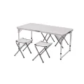 Раскладной стол с 4 стульями Folding Table для пикника, рыбалки, дачи, 120х60 см Стол-чемодан